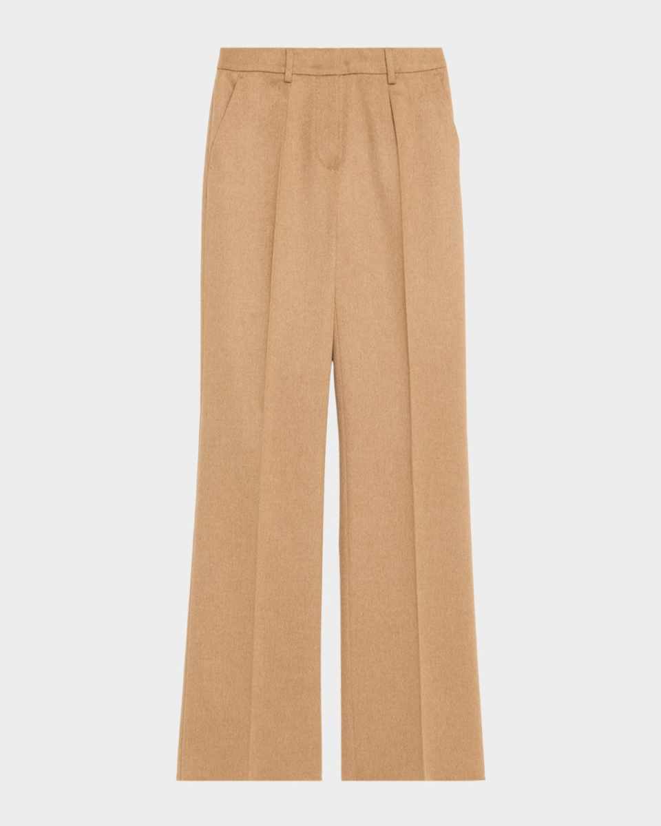 Carbone Pleated Wool Straight-Leg Trousers